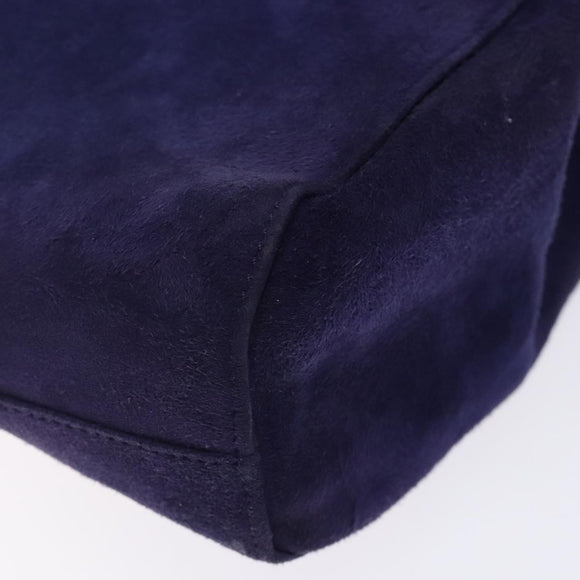 PRADA Hand Bag Suede Purple Gold Auth 132139