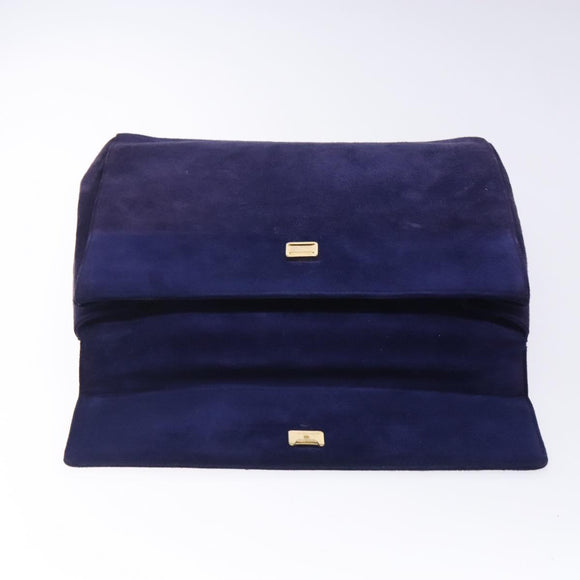PRADA Hand Bag Suede Purple Gold Auth 132139