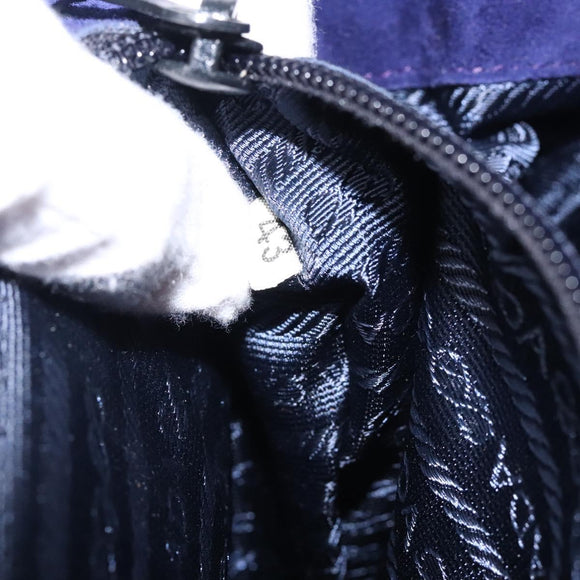 PRADA Hand Bag Suede Purple Gold Auth 132139