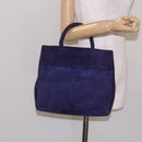 PRADA Hand Bag Suede Purple Gold Auth 132139-21