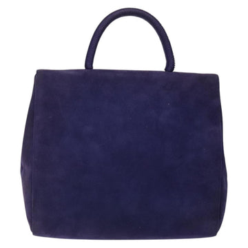 PRADA Hand Bag Suede Purple Gold Auth 132139 - 0