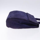 PRADA Hand Bag Suede Purple Gold Auth 132139-3