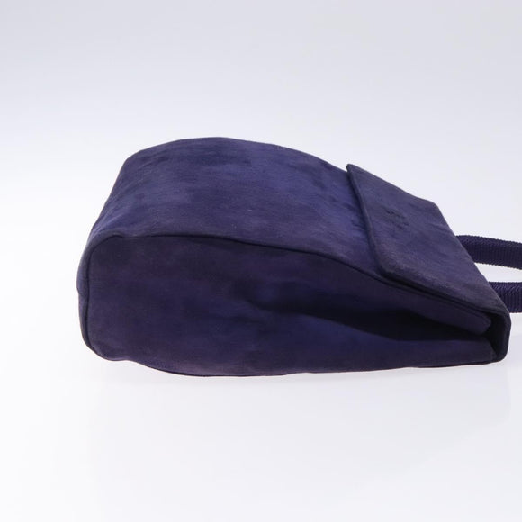 PRADA Hand Bag Suede Purple Gold Auth 132139