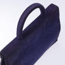 PRADA Hand Bag Suede Purple Gold Auth 132139-6