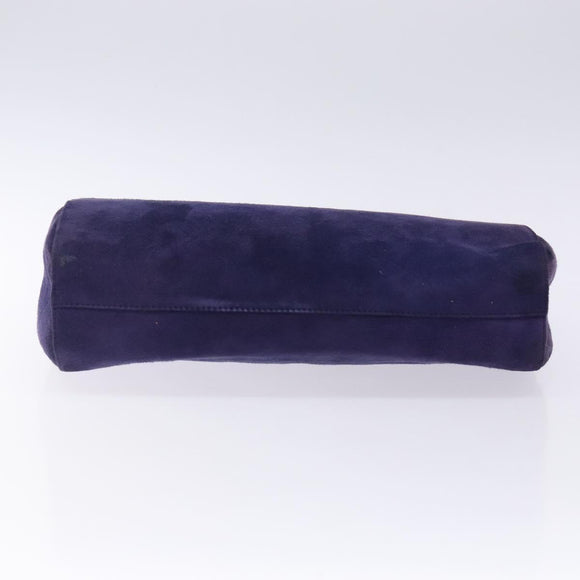 PRADA Hand Bag Suede Purple Gold Auth 132139