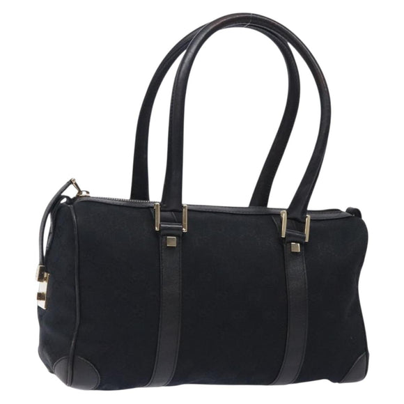 GUCCI GG Canvas Shoulder Bag Black Gold 000 0851 3754 Auth 132140