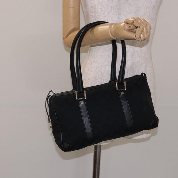 GUCCI GG Canvas Shoulder Bag Black Gold 000 0851 3754 Auth 132140