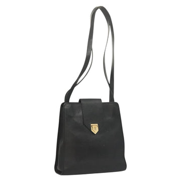 SAINT LAURENT Shoulder Bag Leather Black Gold Auth 132147