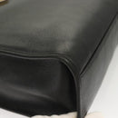 SAINT LAURENT Shoulder Bag Leather Black Gold Auth 132147-8