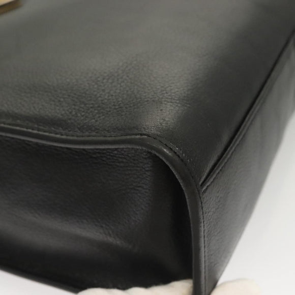 SAINT LAURENT Shoulder Bag Leather Black Gold Auth 132147