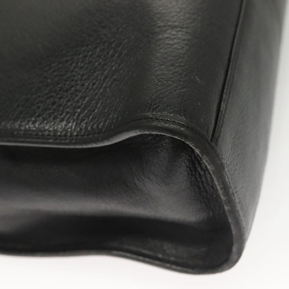 SAINT LAURENT Shoulder Bag Leather Black Gold Auth 132147