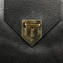 SAINT LAURENT Shoulder Bag Leather Black Gold Auth 132147-9