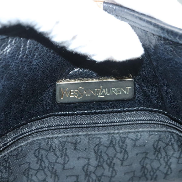 SAINT LAURENT Shoulder Bag Leather Black Gold Auth 132147
