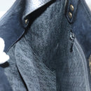 SAINT LAURENT Shoulder Bag Leather Black Gold Auth 132147-19