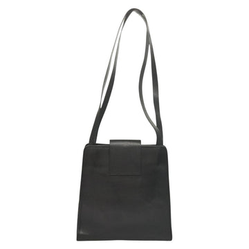 SAINT LAURENT Shoulder Bag Leather Black Gold Auth 132147 - 0