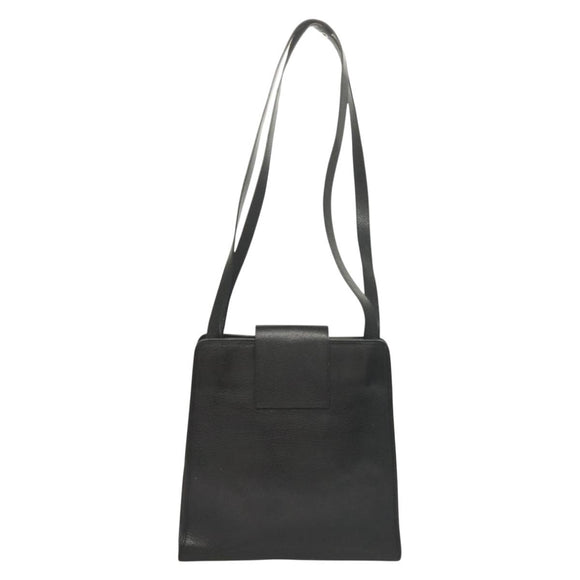 SAINT LAURENT Shoulder Bag Leather Black Gold Auth 132147