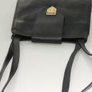 SAINT LAURENT Shoulder Bag Leather Black Gold Auth 132147-6