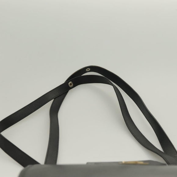 SAINT LAURENT Shoulder Bag Leather Black Gold Auth 132147