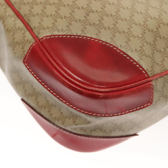 CELINE Macadam Canvas Shoulder Bag Beige Gold Auth 132148