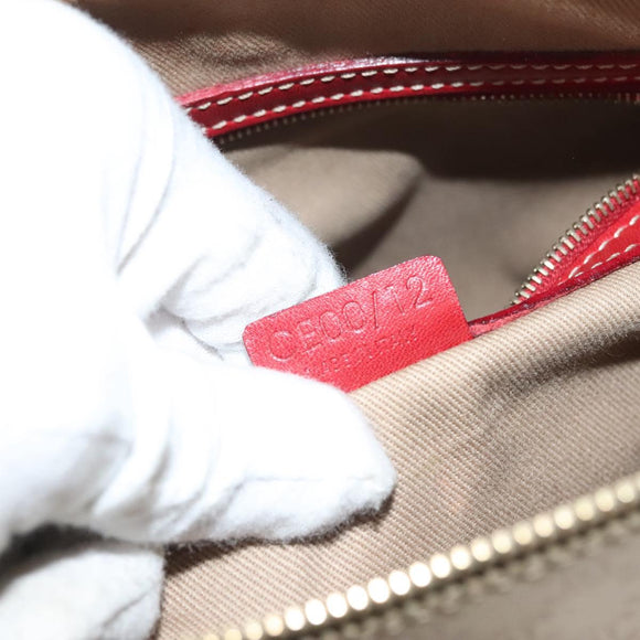 CELINE Macadam Canvas Shoulder Bag Beige Gold Auth 132148