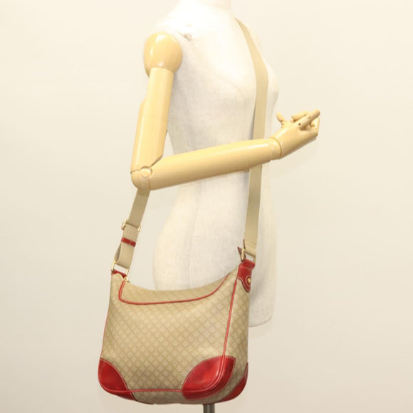 CELINE Macadam Canvas Shoulder Bag Beige Gold Auth 132148