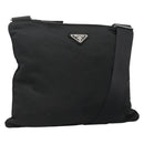 PRADA Shoulder Bag Nylon Black Silver Auth 132150-1