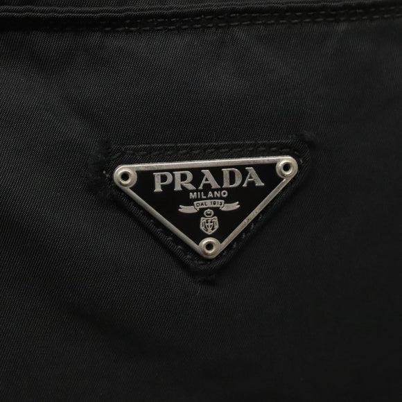 PRADA Shoulder Bag Nylon Black Silver Auth 132150
