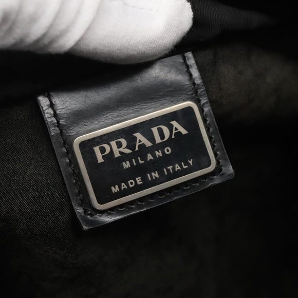 PRADA Shoulder Bag Nylon Black Silver Auth 132150