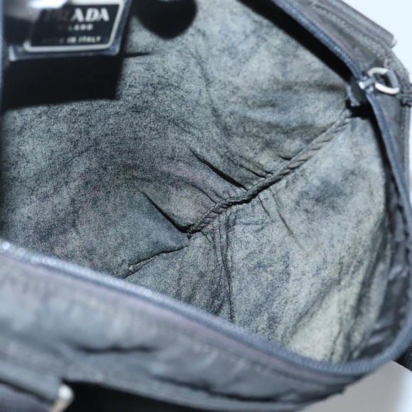 PRADA Shoulder Bag Nylon Black Silver Auth 132150