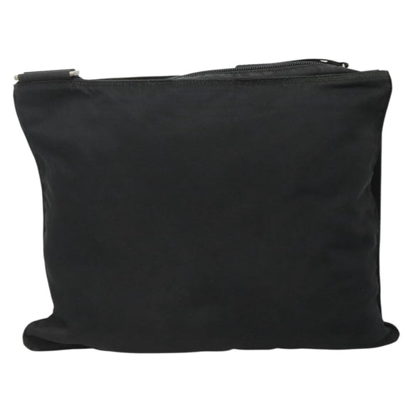 PRADA Shoulder Bag Nylon Black Silver Auth 132150