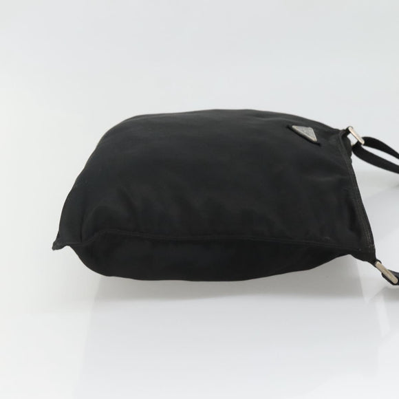 PRADA Shoulder Bag Nylon Black Silver Auth 132150