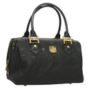 MCM Vicetos Logogram Hand Bag PVC Black Gold Auth 132159-1
