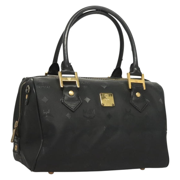 MCM Vicetos Logogram Hand Bag PVC Black Gold Auth 132159