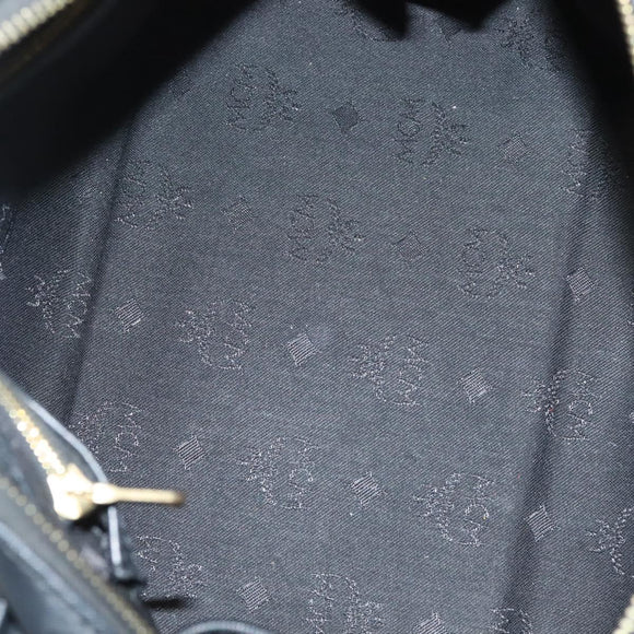 MCM Vicetos Logogram Hand Bag PVC Black Gold Auth 132159