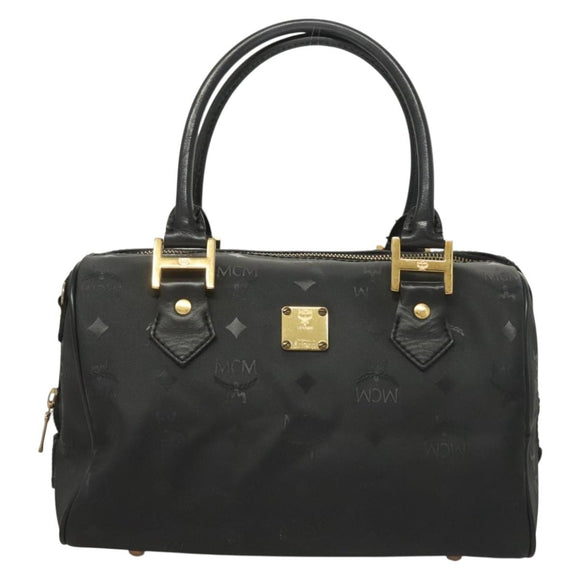 MCM Vicetos Logogram Hand Bag PVC Black Gold Auth 132159