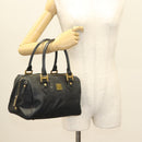 MCM Vicetos Logogram Hand Bag PVC Black Gold Auth 132159-22