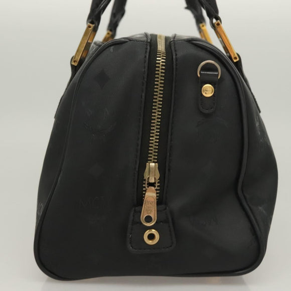MCM Vicetos Logogram Hand Bag PVC Black Gold Auth 132159