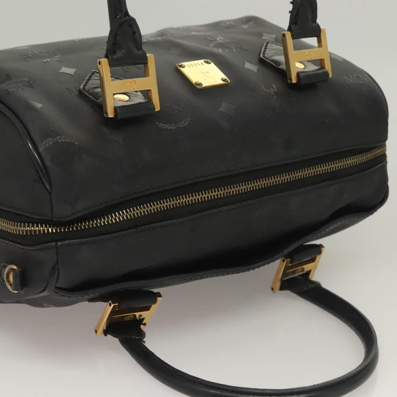MCM Vicetos Logogram Hand Bag PVC Black Gold Auth 132159