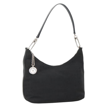 BVLGARI Logo Mania Shoulder Bag Canvas Black Silver Auth 132165