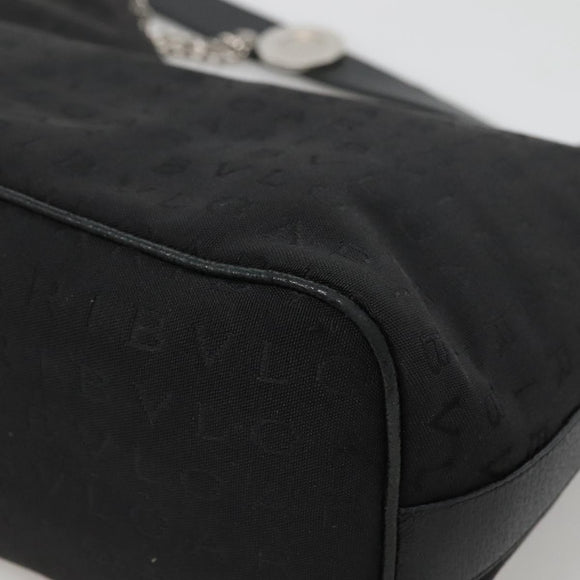 BVLGARI Logo Mania Shoulder Bag Canvas Black Silver Auth 132165