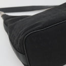 BVLGARI Logo Mania Shoulder Bag Canvas Black Silver Auth 132165-15