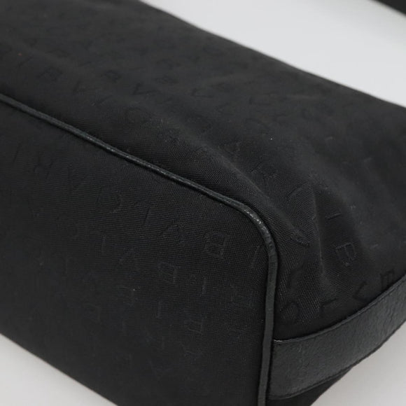 BVLGARI Logo Mania Shoulder Bag Canvas Black Silver Auth 132165