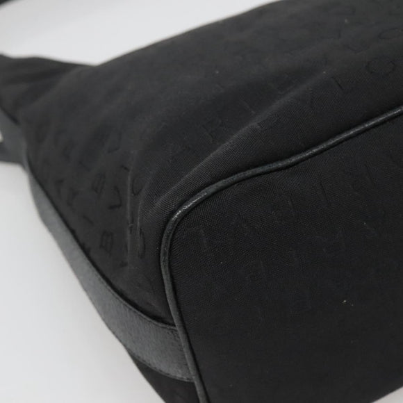 BVLGARI Logo Mania Shoulder Bag Canvas Black Silver Auth 132165