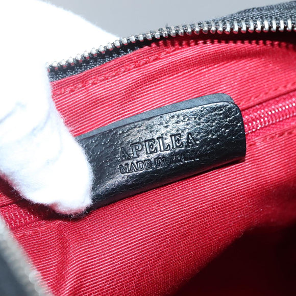 BVLGARI Logo Mania Shoulder Bag Canvas Black Silver Auth 132165