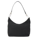 BVLGARI Logo Mania Shoulder Bag Canvas Black Silver Auth 132165-2