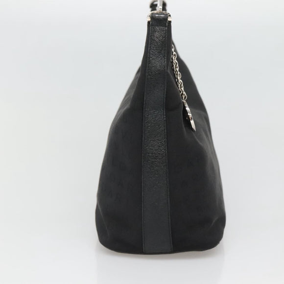 BVLGARI Logo Mania Shoulder Bag Canvas Black Silver Auth 132165