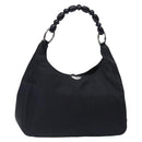 Christian Dior Maris Pearl Shoulder Bag Nylon Navy Silver Auth 132171-1