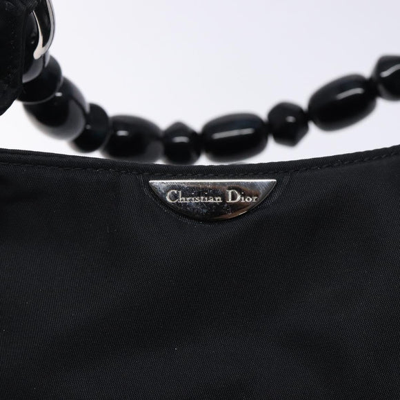 Christian Dior Maris Pearl Shoulder Bag Nylon Navy Silver Auth 132171