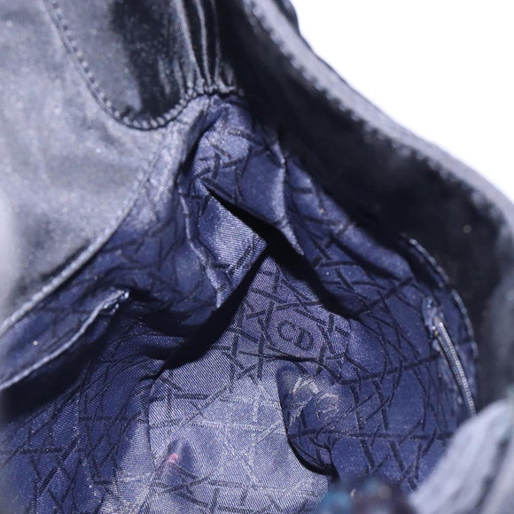 Christian Dior Maris Pearl Shoulder Bag Nylon Navy Silver Auth 132171