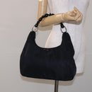 Christian Dior Maris Pearl Shoulder Bag Nylon Navy Silver Auth 132171-21